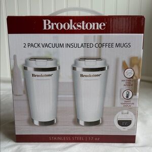 Brookstone Stainless Steel White Coffee Mugs - 2 Pack